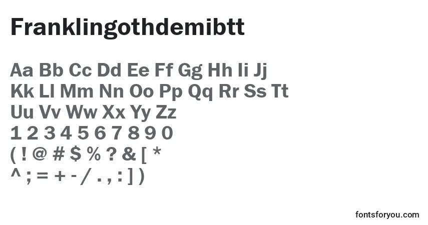 A fonte Franklingothdemibtt – alfabeto, números, caracteres especiais