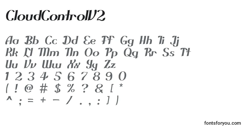 Schriftart CloudControlV2 – Alphabet, Zahlen, spezielle Symbole