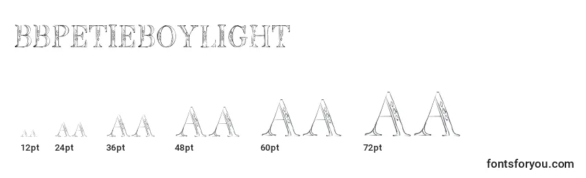 sizes of bbpetieboylight font, bbpetieboylight sizes