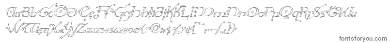 Hollyjingleital-fontti – harmaat kirjasimet valkoisella taustalla