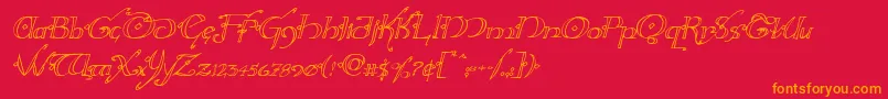 Hollyjingleital-Schriftart – Orangefarbene Schriften auf rotem Hintergrund