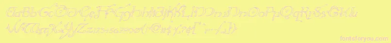 Hollyjingleital-Schriftart – Rosa Schriften auf gelbem Hintergrund