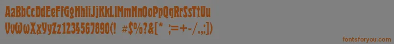 フォントHeroldc – 茶色の文字が灰色の背景にあります。