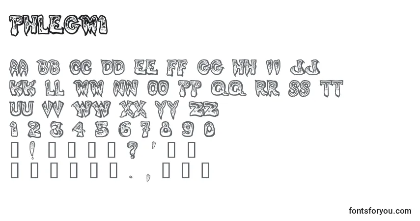 Schriftart Phlegm1 – Alphabet, Zahlen, spezielle Symbole
