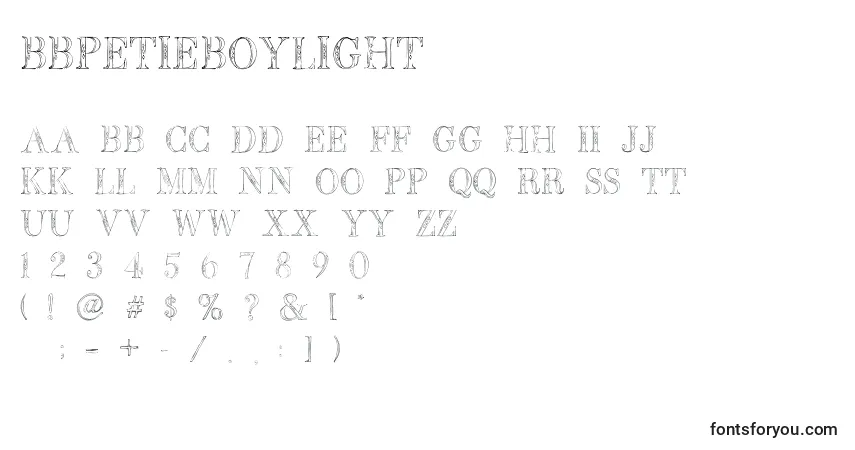 BbPetieBoyLight Font – alphabet, numbers, special characters