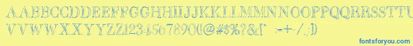 BbPetieBoyLight Font – Blue Fonts on Yellow Background