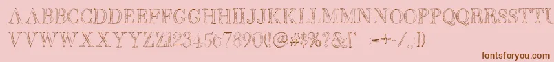 Saiba mais sobre a fonte BbPetieBoyLight Fonte BbPetieBoyLight – fontes marrons em um fundo rosa