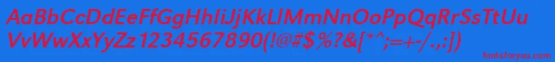 UrwgrotesktOblique Font – Red Fonts on Blue Background