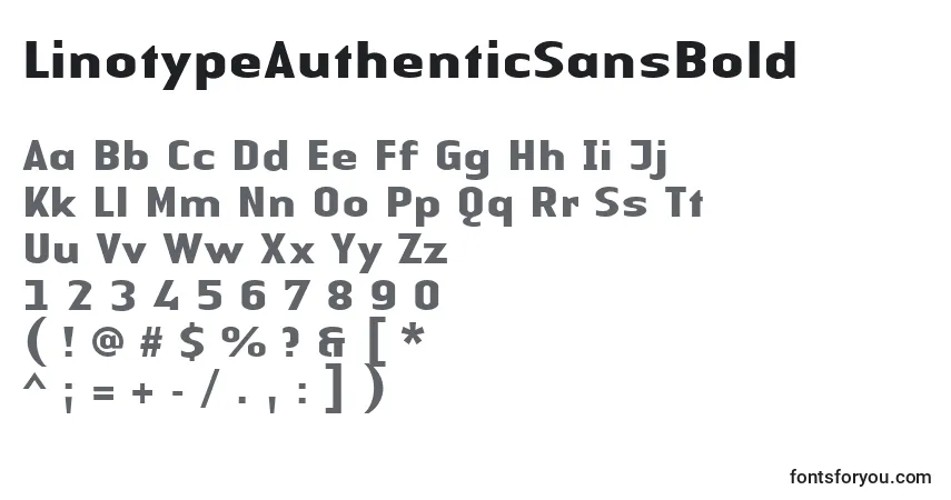 Шрифт LinotypeAuthenticSansBold – алфавит, цифры, специальные символы
