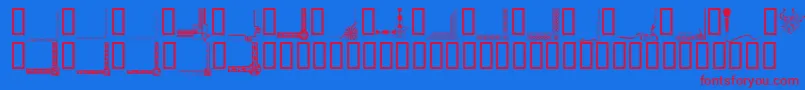 Bordc1-Schriftart – Rote Schriften auf blauem Hintergrund