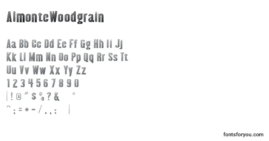 Schriftart AlmonteWoodgrain – Alphabet, Zahlen, spezielle Symbole