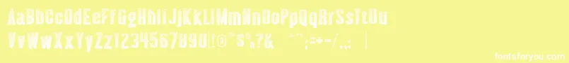 フォントAlmonteWoodgrain – 黄色い背景に白い文字