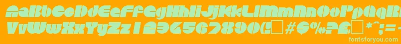フォントDiscoItalic – オレンジの背景に緑のフォント