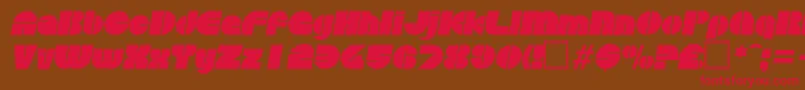 フォントDiscoItalic – 赤い文字が茶色の背景にあります。