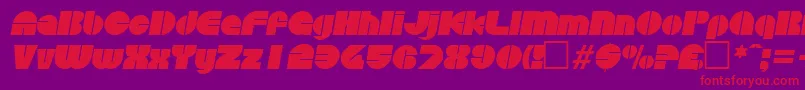 フォントDiscoItalic – 紫の背景に赤い文字