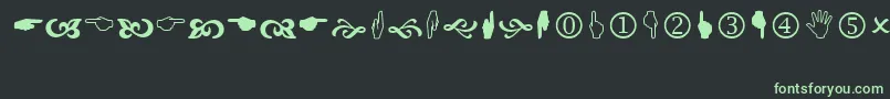 Wingdings2-fontti – vihreät fontit mustalla taustalla