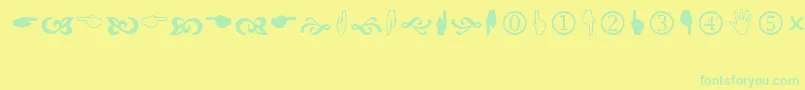 Шрифт Wingdings2 – зелёные шрифты на жёлтом фоне