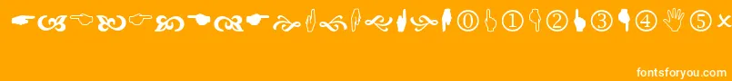 Wingdings2-Schriftart – Weiße Schriften auf orangefarbenem Hintergrund
