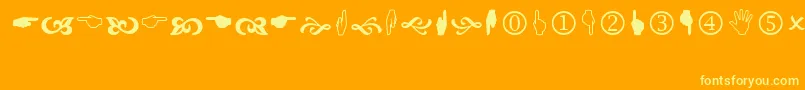 Wingdings2-Schriftart – Gelbe Schriften auf orangefarbenem Hintergrund