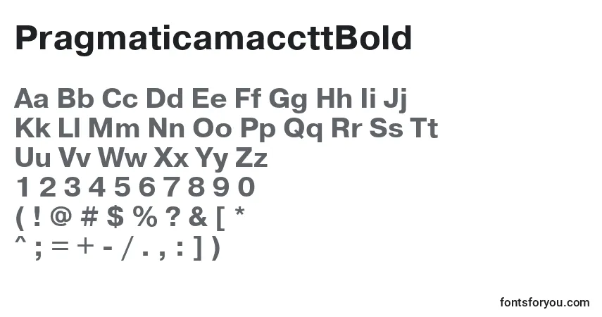 A fonte PragmaticamaccttBold – alfabeto, números, caracteres especiais