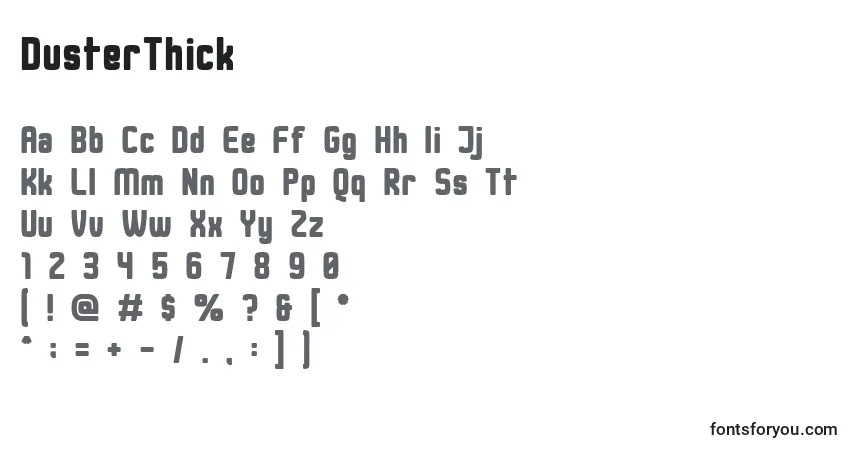 Schriftart DusterThick – Alphabet, Zahlen, spezielle Symbole