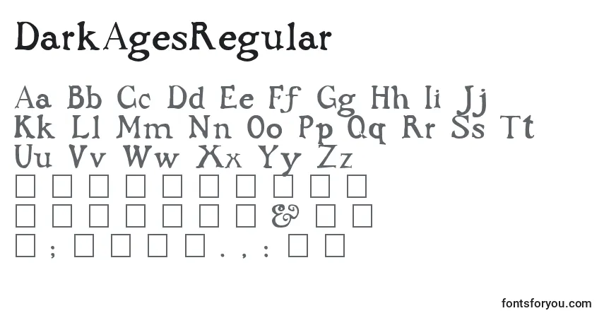 Czcionka DarkAgesRegular – alfabet, cyfry, specjalne znaki