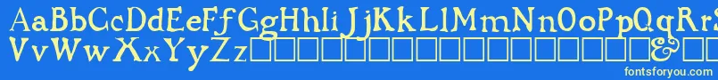 DarkAgesRegular Font – Yellow Fonts on Blue Background