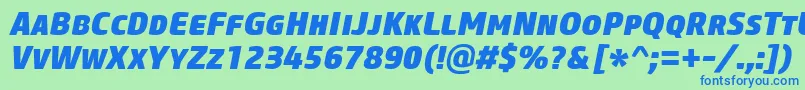 CoreSansMSc85HeavyItalic Font – Blue Fonts on Green Background