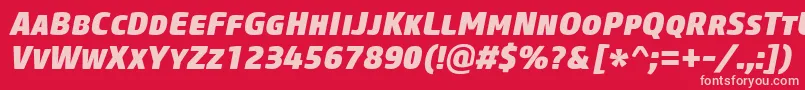 CoreSansMSc85HeavyItalic Font – Pink Fonts on Red Background