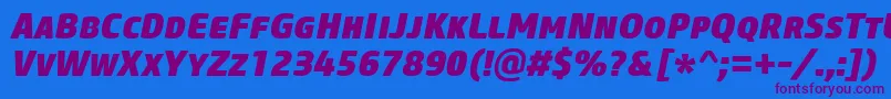 Шрифт CoreSansMSc85HeavyItalic – фиолетовые шрифты на синем фоне