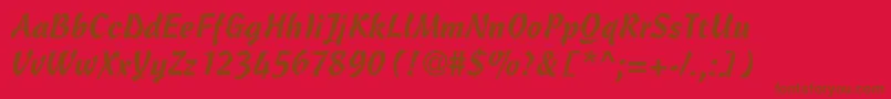 Fonte CascriptdbNormal – fontes marrons em um fundo vermelho