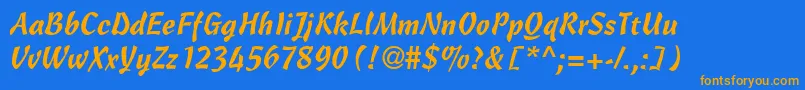 CascriptdbNormal Font – Orange Fonts on Blue Background