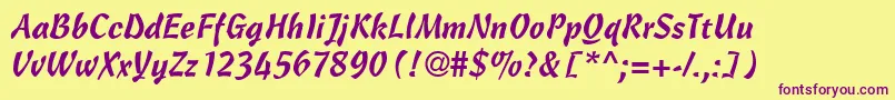 CascriptdbNormal Font – Purple Fonts on Yellow Background