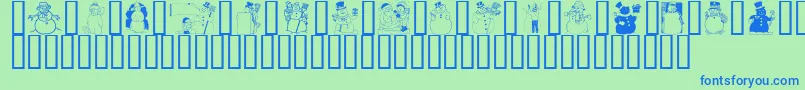 Więcej informacji o czcionce GeSnowmen Czcionka GeSnowmen – niebieskie czcionki na zielonym tle