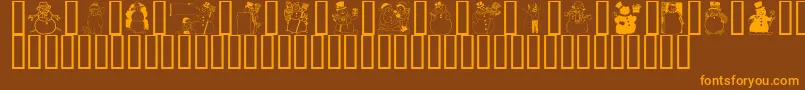 GeSnowmen-Schriftart – Orangefarbene Schriften auf braunem Hintergrund