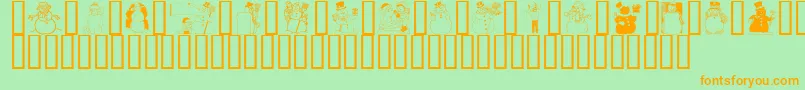 GeSnowmen-Schriftart – Orangefarbene Schriften auf grünem Hintergrund