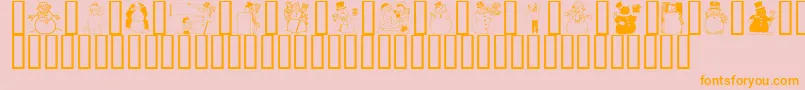 フォントGeSnowmen – オレンジの文字がピンクの背景にあります。