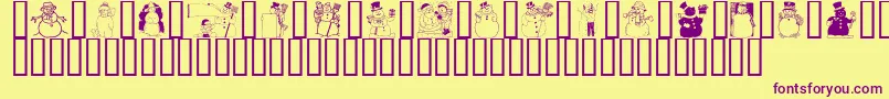 Police GeSnowmen – polices violettes sur fond jaune