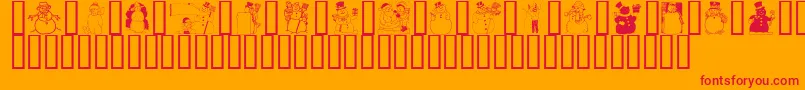 Czcionka GeSnowmen – czerwone czcionki na pomarańczowym tle