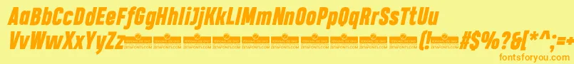 HeadingProHeavyItalicTrial Font – Orange Fonts on Yellow Background