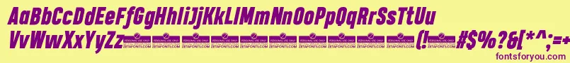 HeadingProHeavyItalicTrial Font – Purple Fonts on Yellow Background