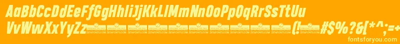 HeadingProHeavyItalicTrial Font – Yellow Fonts on Orange Background