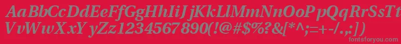 VeracityblacksskItalic-Schriftart – Graue Schriften auf rotem Hintergrund