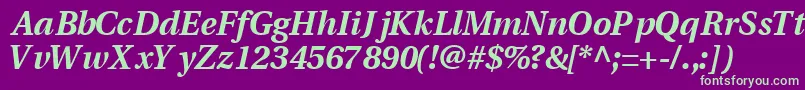 VeracityblacksskItalic-Schriftart – Grüne Schriften auf violettem Hintergrund