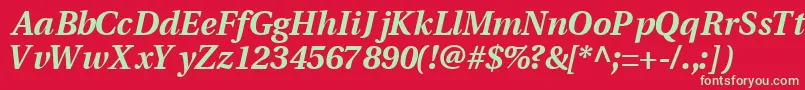 フォントVeracityblacksskItalic – 赤い背景に緑の文字