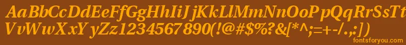 Weitere Informationen zur VeracityblacksskItalic-Schriftart VeracityblacksskItalic-Schriftart – Orangefarbene Schriften auf braunem Hintergrund