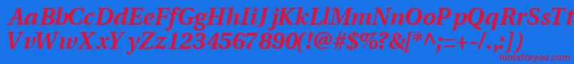 フォントVeracityblacksskItalic – 赤い文字の青い背景