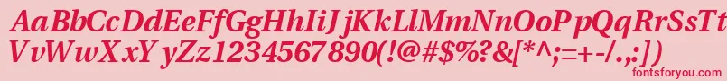 フォントVeracityblacksskItalic – ピンクの背景に赤い文字