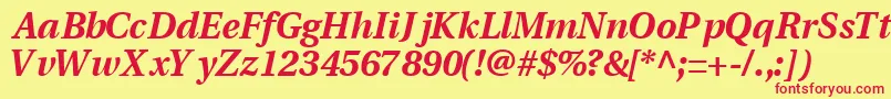 VeracityblacksskItalic Font – Red Fonts on Yellow Background
