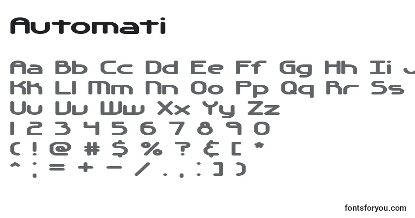 Czcionka Automati – alfabet, cyfry, specjalne znaki